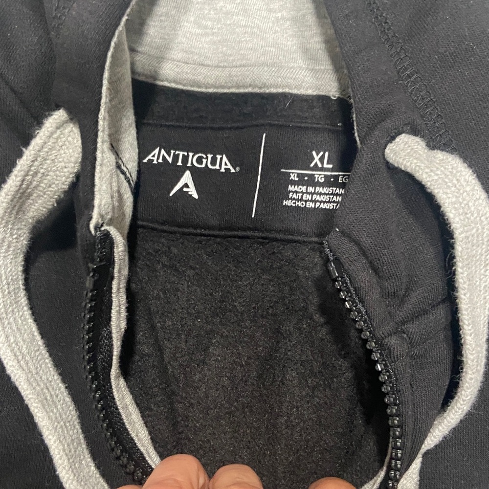 Antigua Black Hoodie with Gray Drawstrings - Picture 3 of 3